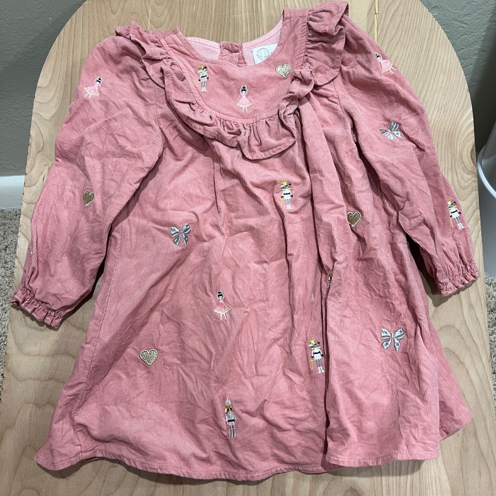 Charming Pink Kids Dress with Embroidered Accents